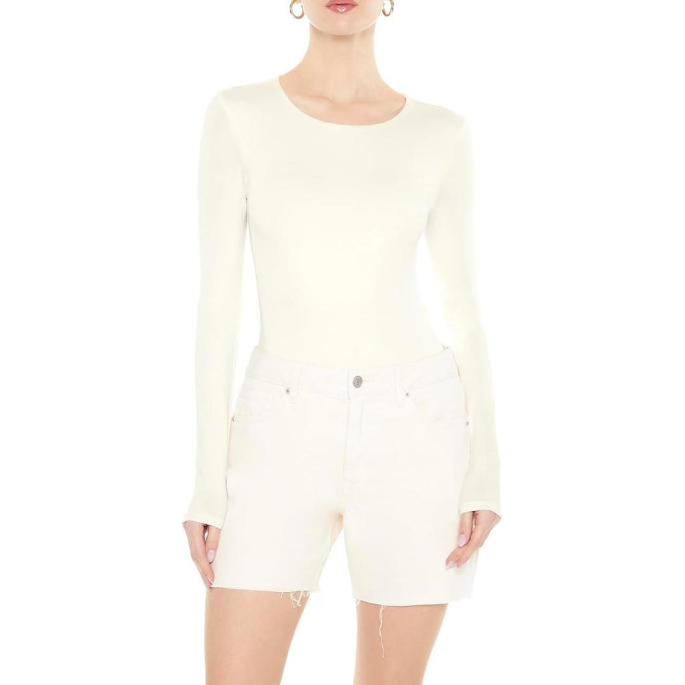imageForever 21 womens Fitted Longsleeve BodysuitWhite