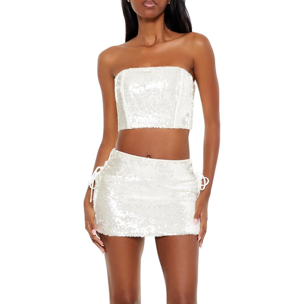 imageForever 21 womens Sequin Tube TopWhite