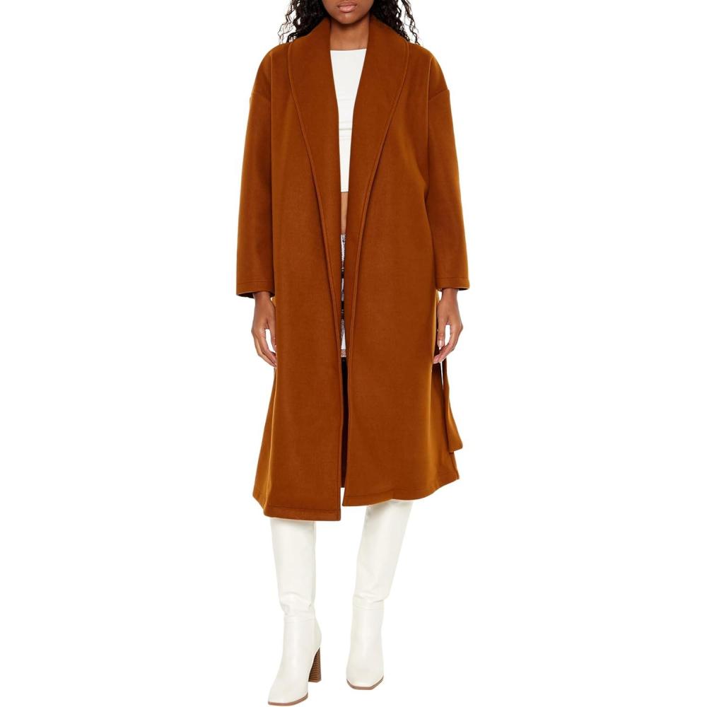 imageForever 21 womens Tiewaist Trench Wrap CoatRoot Beer
