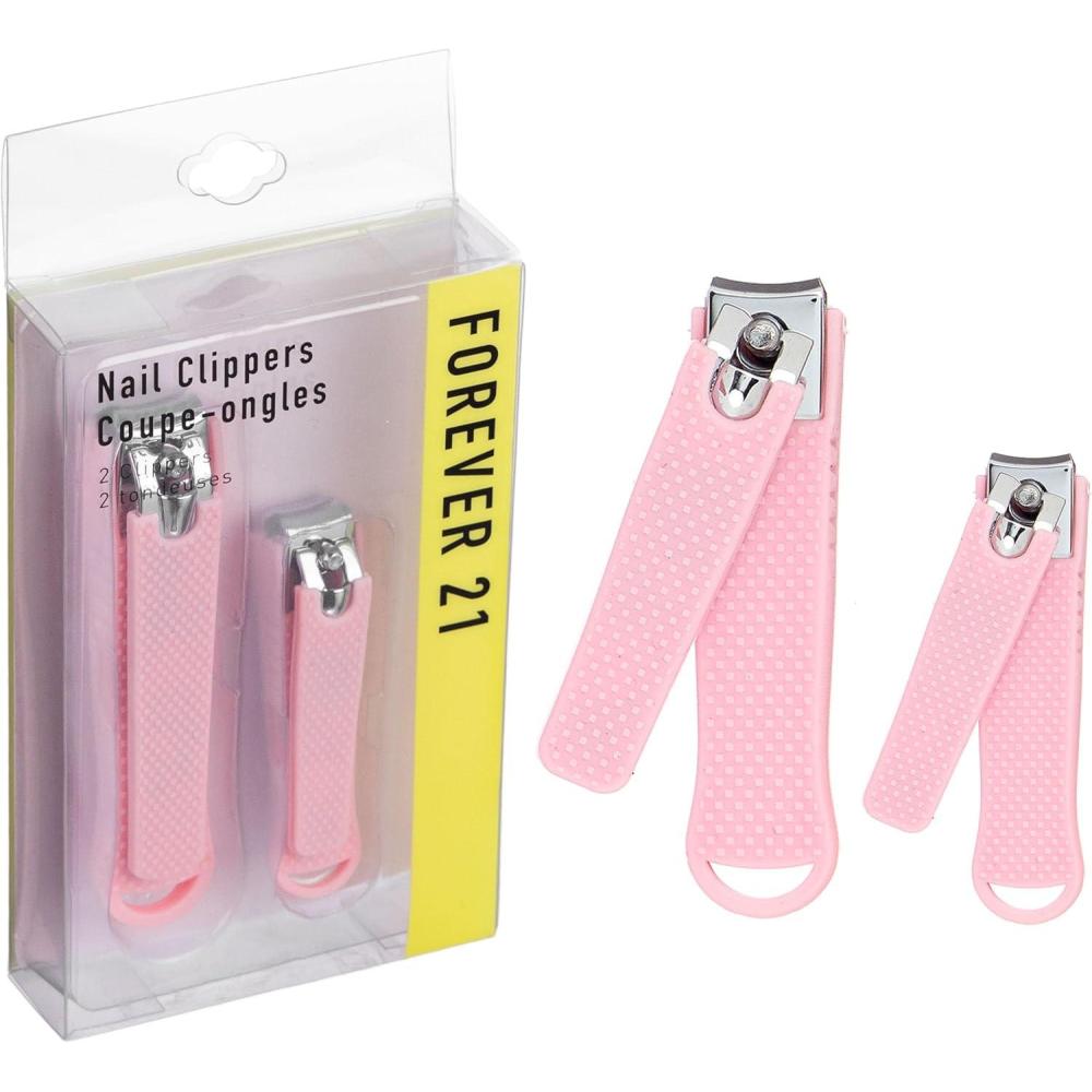 imageNail Clippers Set  2pc Soft Touch Pink Nail Clipper Value Pack Big ampamp Small Precision Nail Clippers Pack Essential Manicure ampamp Pedicure ToolsPink