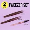 3pc Black Tweezer Set & Glitter Spoolie – Hair Removal Tweezers,Angled and Pointed Tweezer Set, Precision Tweezers & Eyelash Spoolie Set(Rose Gold)