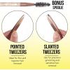 3pc Black Tweezer Set & Glitter Spoolie – Hair Removal Tweezers,Angled and Pointed Tweezer Set, Precision Tweezers & Eyelash Spoolie Set(Rose Gold)