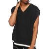 Forever 21 Men’s Contrast-Hem Sweater Vest(Black)