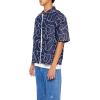 Forever 21 Men’s Cropped Chain-Stitched Embroidered Shirt(Blue)