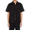 Forever 21 Mens Geo Dual-Pocket Button-Front Shirt(Black)