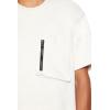 Forever 21 Men’s Heathered Oversized Zip Pocket Tee(Cream)