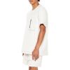 Forever 21 Men’s Heathered Oversized Zip Pocket Tee(Cream)