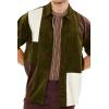Forever 21 Mens Multi-Colorblock Faux Suede Button-Front Shirt(Green)