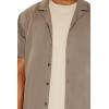 Forever 21 Men’s Rayon Cuban-Collar Shirt(Brown)