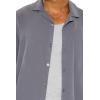 Forever 21 Men’s Rayon Cuban-Collar Shirt(Grey)