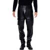 Forever 21 Men’s Slim-fit Faux Leather Cargo Pants(Black)
