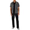 Forever 21 Mens Striped Rayon Shirt(Black)