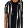 Forever 21 Mens Striped Rayon Shirt(Black)