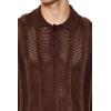 Forever 21 Men’s Striped Sweater-Knit Polo Shirt(Brown)