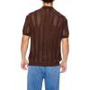 Forever 21 Men’s Striped Sweater-Knit Polo Shirt(Brown)