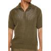 Forever 21 Mens Sweater-Knit Half-Zip Shirt(Olive)