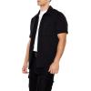 Forever 21 Mens Waffle Textured Pocket Button-Front Shirt(Black)