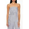 Forever 21 Women’s Belted Pinstriped Cargo Jumpsuit(Grey)