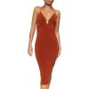 Forever 21 Women’s Cami Midi Bodycon Dress(Brown)
