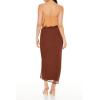 Forever 21 Women’s Chiffon Midi Skirt(Dark Brown)