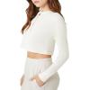 Forever 21 Womens Cotton Ribbed Cropped Henley Top(White)