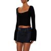 Forever 21 Women’s Cropped Bell-Sleeve Sweater(Black)