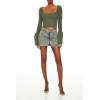Forever 21 Women’s Cropped Bell-Sleeve Sweater(Dark Green)