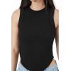 Forever 21 Womens Cropped Curved-Hem Tank Top(Black)
