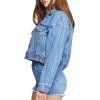 Forever 21 Women’s Cropped Denim Trucker Jacket(Medium Denim)