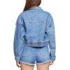 Forever 21 Women’s Cropped Denim Trucker Jacket(Medium Denim)