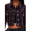 Forever 21 Women’s Cropped Denim Trucker Jacket(Purple)