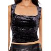 Forever 21 Womens Crushed Velvet Crop Top(Black)