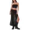 Forever 21 Women’s Cutout Crochet Maxi Skirt(Black)