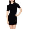 Forever 21 Womens Lace-up Mini Sweater Dress(Black)