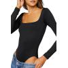 Forever 21 Women’s Long-sleeve Bodysuit(Black)