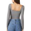 Forever 21 Women’s Long-sleeve Bodysuit(Dark Grey)