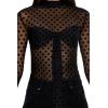 Forever 21 Womens Mesh Polka Dot Mock Neck Top(Black)