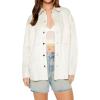 Forever 21 Women’s Oversized Faux Suede Shacket(Ivory)