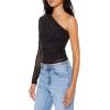 Forever 21 Women’s Rhinestone One-Shoulder Crop Top(Black)