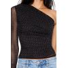 Forever 21 Women’s Rhinestone One-Shoulder Crop Top(Black)