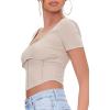 Forever 21 Women’s Ribbed Inverted-Seam Crop Top(Beige)