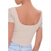 Forever 21 Women’s Ribbed Inverted-Seam Crop Top(Beige)