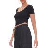 Forever 21 Women’s Ribbed Inverted-Seam Crop Top(Black)