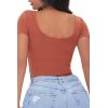 Forever 21 Women’s Ribbed Inverted-Seam Crop Top(Rust)