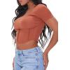 Forever 21 Women’s Ribbed Inverted-Seam Crop Top(Rust)