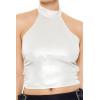 Forever 21 Women’s Satin Halter Crop Top(White)