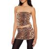 Forever 21 Womens Sequin Leopard Print Tube Top(Brown)