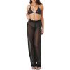 Forever 21 Womens Sheer High-Rise Straight Pants(Black)