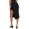 Forever 21 Women’s Side-Slit Midi Skirt(Black)