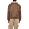 Forever 21 mens Quilted Faux Shearling-lined Jacket(Cocoa/Oatmeal)